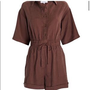 WeWoreWhat Maroon Romper with buttons